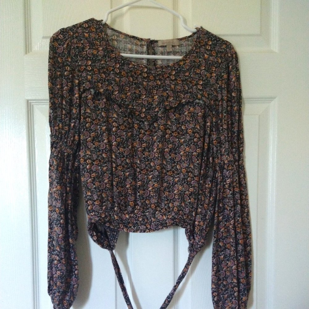 Wonderly cropped floral top with tie, size  XL